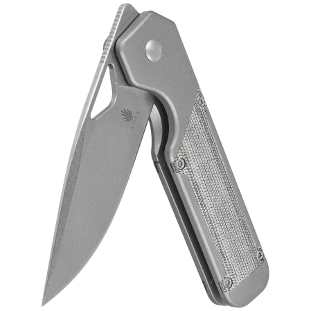 Kizer Militaw Knife Gray Titanium / Black Micarta, Stonewashed S35VN by Jonathan Styles (Ki3634A1)