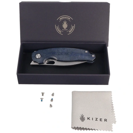Kizer Seagull Knife Blue Canyon Richlite, Stonewashed 14C28N (V3770A2)