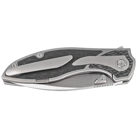 Nóż składany Reate Iron-X Bead Blast Titanium / Carbon Fiber, Satin M390 by Kirby Lambert