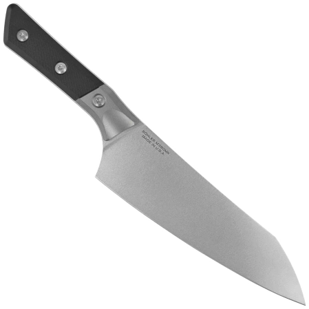 Microtech Chef 8'' Kitchen Knife Black G10/ Titanium Bolster, Stonewashed M390MK (3000B-10BK)