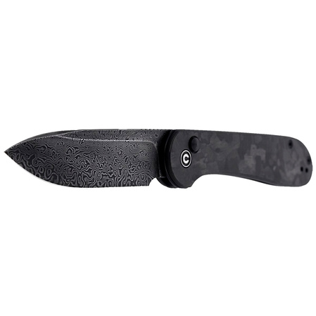 CIVIVI Knife Elementum Button Lock Marble Carbon Fiber Black, Black Damascus (C2103DS-3)