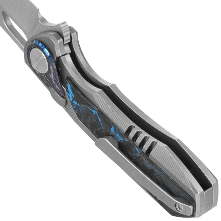 Nóż składany Remette RT-Saker Falcon Gray Titanium / Carbon Fiber, Manual Fine Grinding Satin S45VN (ASTP-1)