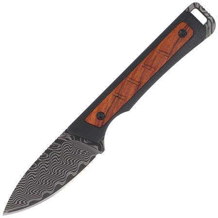 Kizer Whiskey Jack Knife Black G10 / Mkuruti Wood, Damascus by Jonathan Styles (1108A2)