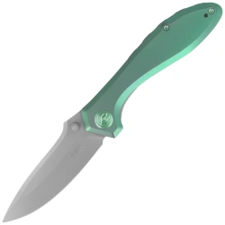 Kubey Ruckus Knife Green Titanium, Beadblasted CPM 20CV by Sherif Manganas (KB314S)