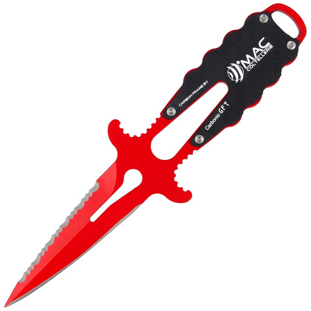 Nóż nurkowy MAC Apnea 9 Carbon Fiber, Red PTFE W 1.4060