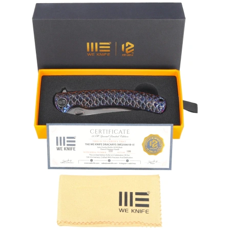 Nóż składany WeKnife Dracarys LE No ???/199 Flamed Titanium, Satin M390 (WE25061B-3)