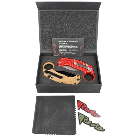 Nóż grawitacyjny Reate EXO-K Gravity Karambit Red Aluminium, Stonewashed N690