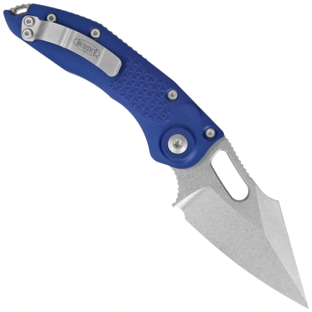 Microtech Stitch-A S/E Automatic Knife Navy Blue Aluminum, Stonewashed M390MK by Borka Blades and Tony Marfione (169-10NA)