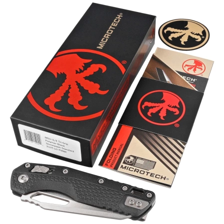 Microtech MSI S/E Black Tri-Grip Polymer, Stonewashed M390MK by Tony Marfione (210T-10PMBK)