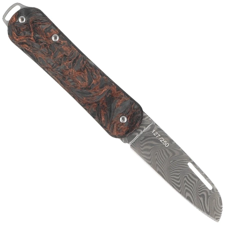 Fox Vulpis 108 LE No 127/250 Dark Matter Fat Carbon, Super Clean Damascus by Balbach Damast Pocket Knife (FX-VPDAM108 DMCO)