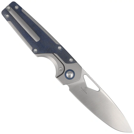 Kizer Serpentine Knife Silver Titanium / Blue Richlite, Satin M390 by Jonathan Styles (Ki3759FDA3)