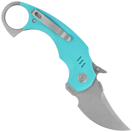 Kubey Jaw Pikal Knife Light Blue G10, Beadblasted 14C28N by MUZI Design (KU440B)