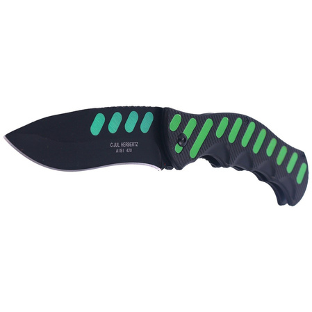 Nóż składany Herbertz Solingen Hit Black / Green Aluminium, Black Blade (565912)