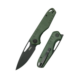 Kubey Doris Knife Green Canvas Micarta, Blackwashed 14C28N (KU324L)