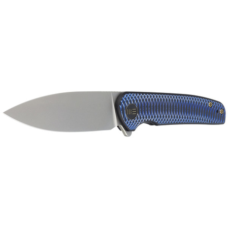 WE Knife Shakan LE No 198/310 Blue Satin Polished Patterned Titanium, Silver Bead Blasted CPM 20CV (WE20052C-1)