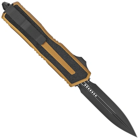 Microtech Scarab II Gen III D/E OTF Knife Tan Aluminum, Black M390MK by Tony Marfione (1280-1TA)