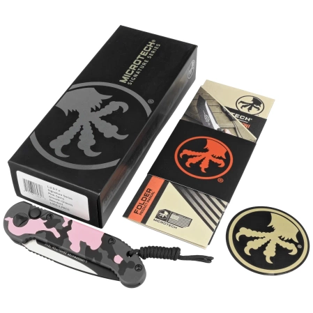 Nóż automatyczny Microtech LUDT S/E Signature Pink Camo Aluminium, Black M390 by Tony Marfione (135S-1PKCS)