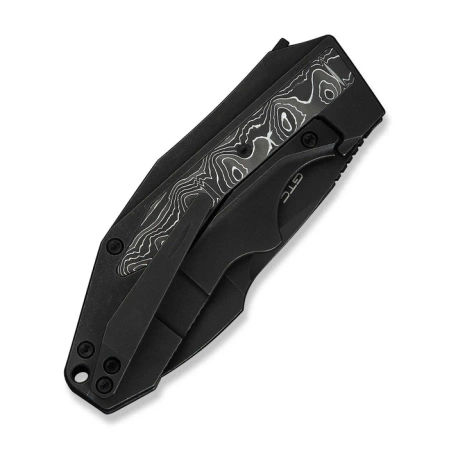 Nóż składany WeKnife Coral Black Titanium/Aluminium Foil Carbon Fiber, Black Stonewashed CPM 20CV by Gustavo T. Cecchini (WE24044-1)