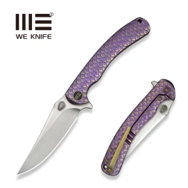 Nóż składany WeKnife Dracarys LE No 034/199 Purple / Golden Titanium, Hand Rubbed Satin M390 (WE25061B-2)
