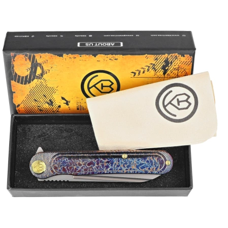 Nóż składany KB Kubey Dandy Flamed Titanium, Sandblasted CPM S90V by Maksym Tkachuk (KB247H)
