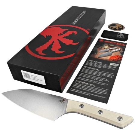 Microtech 6'' Santoku Knife Ivory G10, Stonewashed M390MK (3200-10IV)