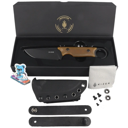Kizer Cabox Knife Yellow PEI, Black Nitro-V by Jonathan Styles (1048A6)