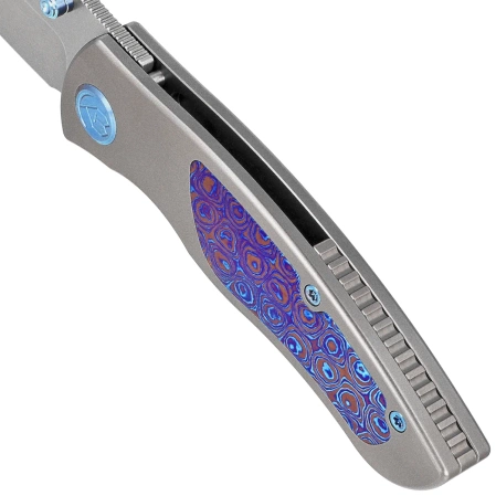 KB Kubey Vertigo Knife, Gray Titanium / Timascus, Stonewashed CPM S35VN by Peter Carey (KB258D)