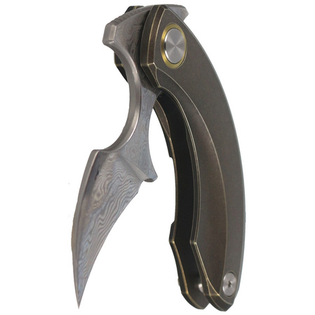 Bestech Strelit Bronze Stonewashed Titanium, Damascus by Ostap Hel Knife (BT2103J)