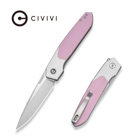 Nóż składany Civivi Brr15 White / Powder Pink G10, Satin Nitro-V (C25063-3)