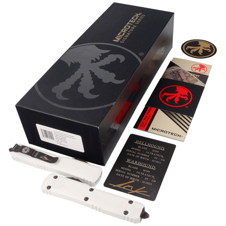 Noże automatyczne OTF Microtech Ultratech Storm Trooper Hellhound/Warhound Set Signature White Aluminium, White M390 by Tony Marfione (119-1SETSTDS)