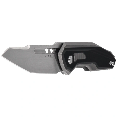 Kizer Zero Knife Gray Titanium / Black Aluminium, Hand Brushed S45VN by Maciej Torbe (Ki3664A2)