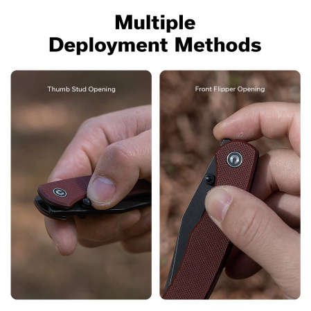 Civivi Clingman Knife Burgundy G10, Black Stonewashed Nitro-V by Taylor Martin Best Damn EDC (C23065-2)