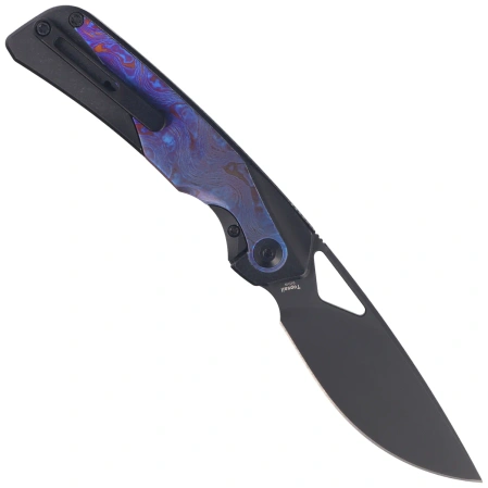 Kizer Topsail Knife Black Titanium / Purple Timascus, Matte DLC Ultra S45VN by Jonathan Styles (Ki3735A2)