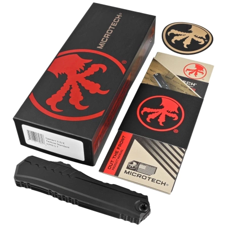 Microtech OTF Cypher II D/E OTF Knife Black Aluminum, Tactical M390MK by Deryk Munroe and Tony Marfione (1242-1T)