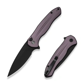 Civivi Button Lock Kitefin Knife Purple Aluminum, Black Stonewashed 14C28N (C24091-3)