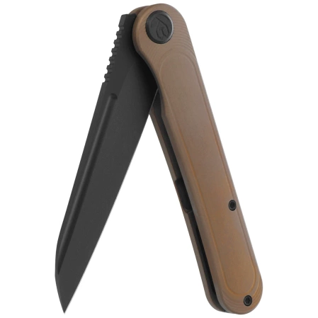 Kubey Dandy Knife Gold Titanium, Blackwashed CPM S90V by Maksym Tkachuk (KB247E)