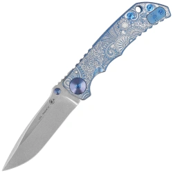 Spartan Blades Harsey Folder ''Paisley Blue'' Titanium, Stonewashed MagnaCut