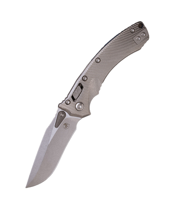 Microtech Amphibian Mini Ram-Lok S/E Marfione Select Knife Antique Denim Fluted Titanium, Bronze Bksp, Bronze Stonewashed M390MK by Tony Marfione (137MRL-13FLMS2)