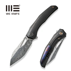 WeKnife Ignio Mystery Box Knife Black Titanium, Damasteel Hakkapella by Toni Tietzel (WE22042B-DS1 MB)