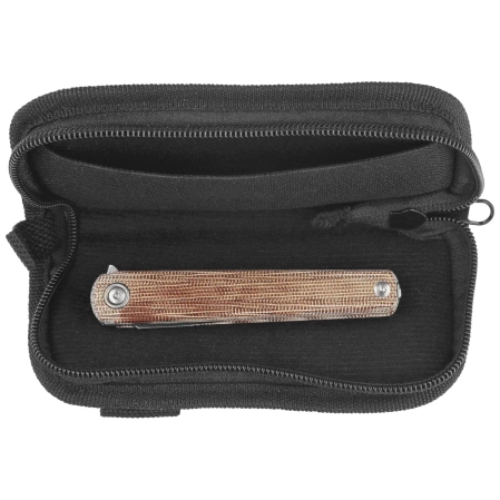 Nóż składany MKM Flame Light Drop Point Natural Canvas Micarta, Stonewashed M390 by Michael Zieba (MK FL01L-NC)