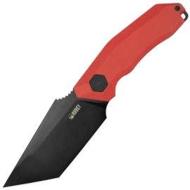 Kubey Yokai Knife Red G10, Blackwashed 14C28N by Damned Designs (KU382B)