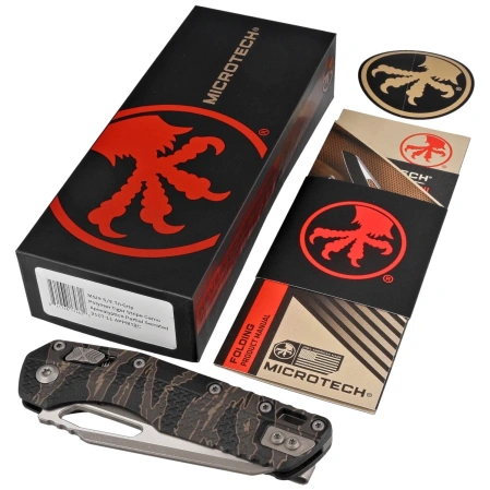 Microtech MSI S/E Knife Tiger Camo Tri-Grip Polymer, Apocalyptic P/S M390MK by Tony Marfione (210T-11APPMTRC)