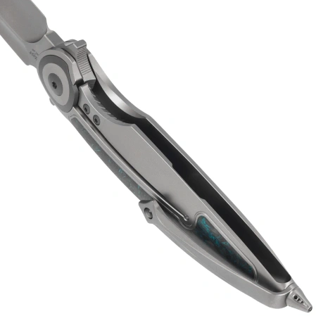 Rike Knife Viper 2 Gray Titanium / Green Carbon Fiber, Satin M398 by Richard Wu (Viper 2-B P/GrCF)