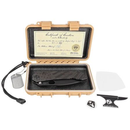 Nóż składany Medford 187 DP Black PVD ''Ghosted Flag'' Titanium, PVD HW, PVD w/Bronze Clip, Black PVD D2 by Greg Medford (MK002DPQ-30PV-TPCP-Q4)