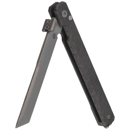 Kubey KB Knife Prism T/E Flame Titanium, Beadblasted M390 by Yuze Zhong (KB243E)