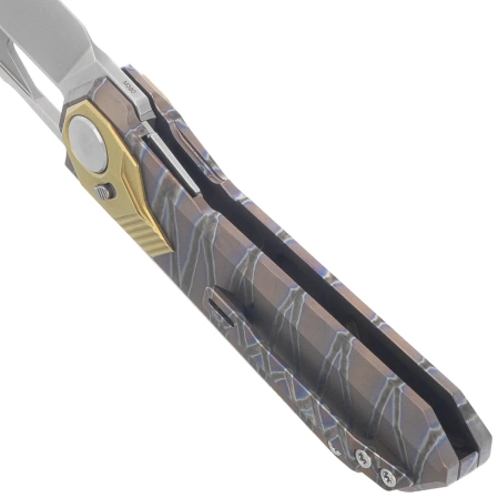 Nóż składany Remette RT-Peregrine Falcon Gray/Brown/Thunder Lightning Titanium, Hand Fine Grinding Pearlescent M390 (RTT1-CX)