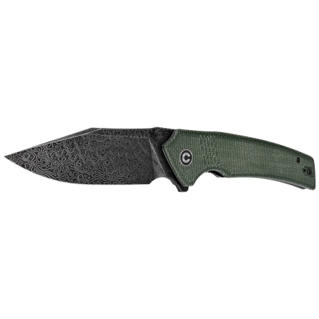 Nóż składany Civivi Tranquil Green Canvas Micarta, Black Hand Rubbed Damascus (C23027-DS1)