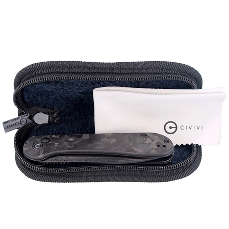 CIVIVI Knife Elementum Button Lock Marble Carbon Fiber Black, Black Damascus (C2103DS-3)