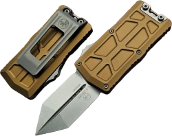 Nóż automatyczny OTF Microtech Exocet II Spartan Tan Aluminum, Stonewashed M390MK by Tony Marfione (1155-10TA)