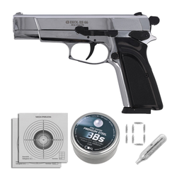 Airgun set 03: Voltran Ekol ES 66 Shiny 4.5 mm Pistol, 1400 BBs, 10 CO₂ cartridges, 100 targets